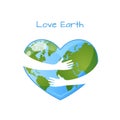 Hugging Earth in heart shape, hands holding Earth. Save our planet. World Environment day or Earth day concept Royalty Free Stock Photo